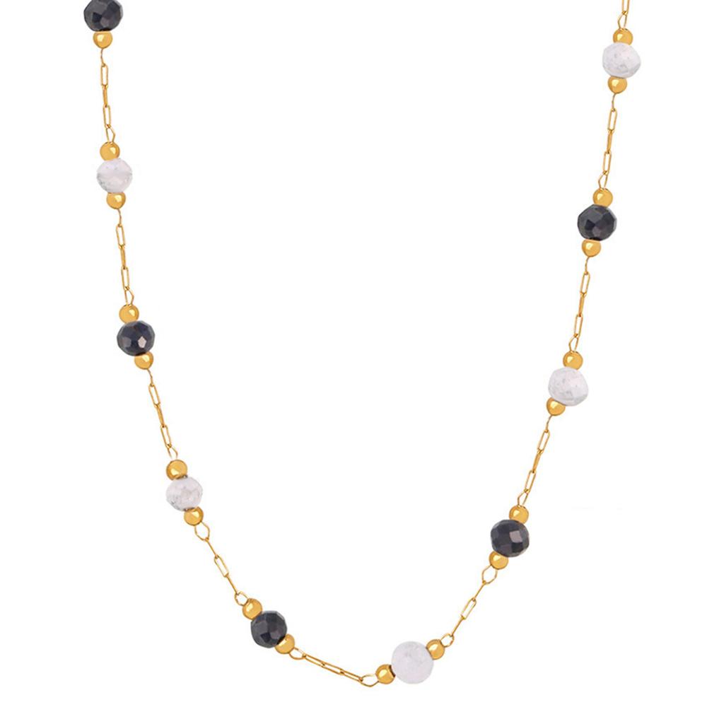 1Pc Handmade Natural Stone Chain Necklace Stackable Gold Color Chain Beaded Collarbone Necklace Jewelry Gifts for Women Girls