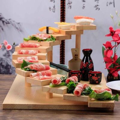 Holz-Sushi-Platte Schritt für Schritt Tellerkunst Konzept Hotel Grill Japanischer Stil Schritt Sashimi Hot Pot Geschirr