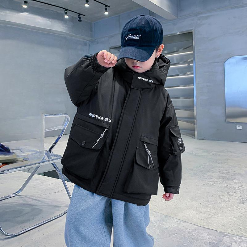 Boys White Duck Down Jacket Winter New Thickened Workwear Jacket