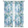Seagrass Coral Ocean Watercolor Sheer Curtains Transparent Voile Tulle for Bedroom Window Holiday Decoration