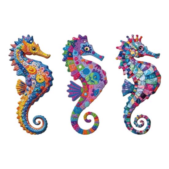 

3 шт. Деревянные Морские Коньки Настенное Искусство Прибрежная Пляжная Тема Морское Животное Подвесное Украшение для Патио Заднего Двора Забора Бассейна Ванной Комнаты Гостиной Настенный Декор Sets