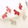 1 Pair Lady Earrings Petal Shape Oil Dripping Smooth Maple Decor Smooth Anti-slip Lightweight Prom Dating Cocktail Party Stud Earrings