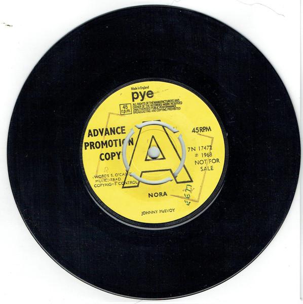 7-дюймовая пластинка JOHNNY MCEVOY Nora 7N17472PROMO Pye Records 1968 UK КантриФолк Б/у