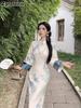 Blue and White Porcelain Style Chinese Traditional Retro Modified Cheongsam Dress for Women Summer New Arrivals High-End Elegant Slim Fit
