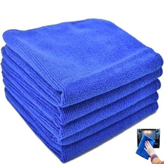 LUYING car wash towel microfiber cloth super absorbent drying wiping dark blue 5-piece set 30x30