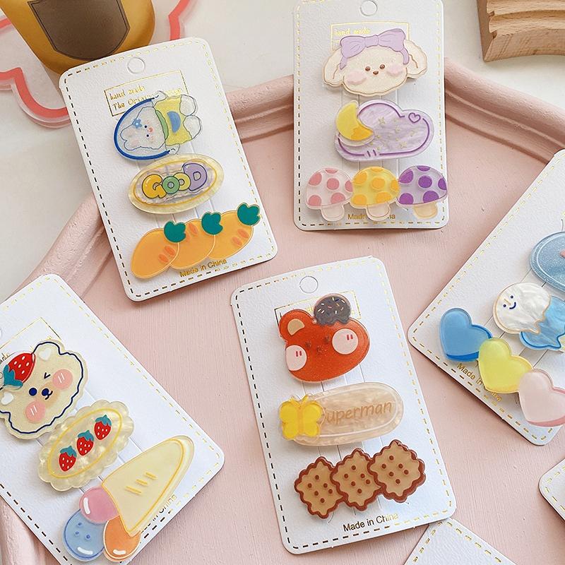 3 Stück Kawaii Tier Haarnadel Niedliche Acryl Haarspangen für Kinder Kopfbedeckung Kopfschmuck Kleine Mädchen Kinder Haarschmuck