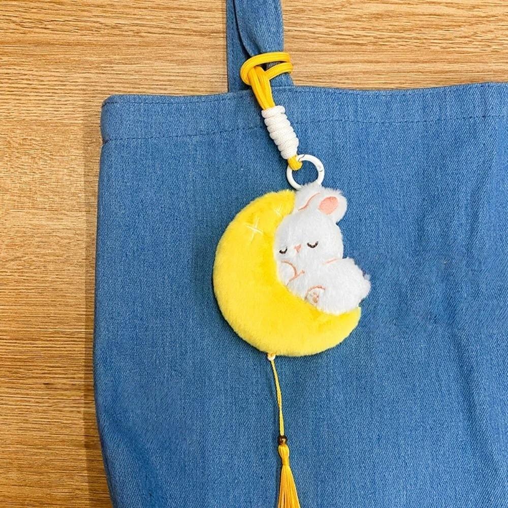 Doll Mid-Autumn Key Chain Fluffy Plush Rabbit Key Ring Moon Bunny Pendant Festival Gift
