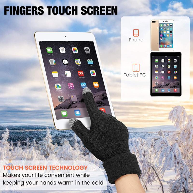 Winter Touchscreen Handschuhe Damen Herren Warm Stretch Strick Fäustlinge Imitatwolle Vollfinger Guantes Häkeln Luvas Verdicken Handschuhe
