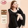 Langsha Women's Slim-Fit Striped Lace Thermal Underwear Set