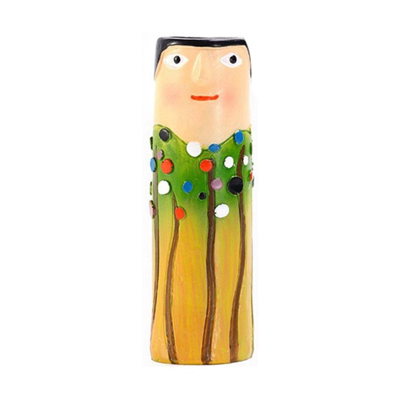 AEE2-Bohemian Family Face Vase Handmade Resin Dried Flowers Home Decor Vase Crafts Bathroom Bookshelf Living Room Decoration