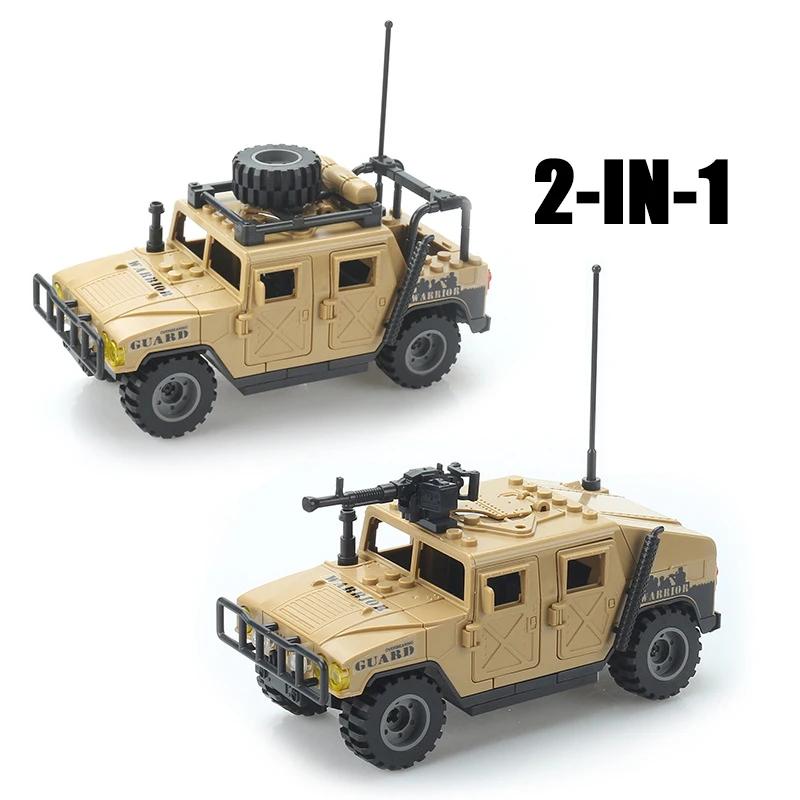 WW2 TBS Assault Team Militær Hummer Jeep Pansret Kjøretøy Byggeklossmodell Hær Mini Soldat Transportvogn Leker Sett Gave