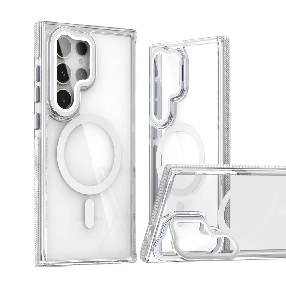 

Прозрачный чехол для телефона Samsung Galaxy S25 S24 S22 Ultra Plus S23 S21 FE A16 A06 A05 A15 A25 A35 A55 Магнитный держатель Galaxy S23 Ultra