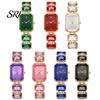 Fashionable Women Watch Ladies Bracelet Quartz Sparkling Rhinestone Rectangular Dial Faux Diamond Wristwatch for Elegant Jewelry Timepiece Stylish