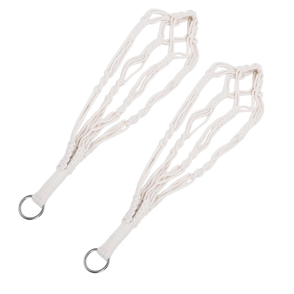 2PCS Woven Plant Hanger 21.65 Inch Boho Hanging Planter Holder Cotton Rope with Metal Hooks