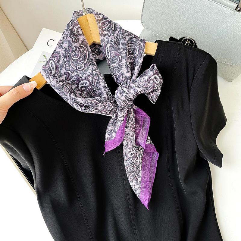 Korean Decorative Scarf Scarf Summer Scarf Square Scarf High-end Thin Style Xiliya Printed Square Scarf Tied Hair Strap