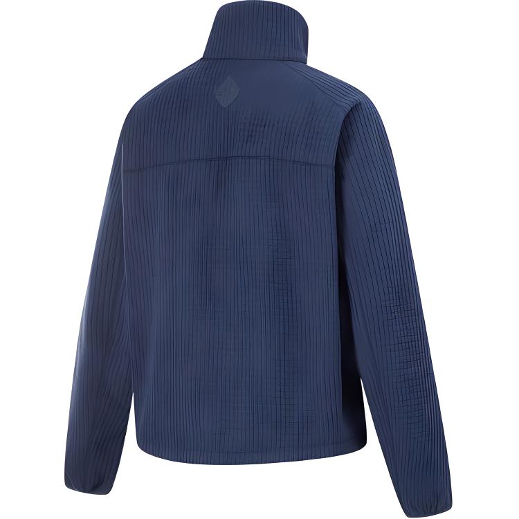 Li Ning Fitness Series Solid Color Zipper Stand Collar Comfortable Breathable Loose Sweatshirt Women Sweatshirt Deep-Navy-Blue AWDU362-3