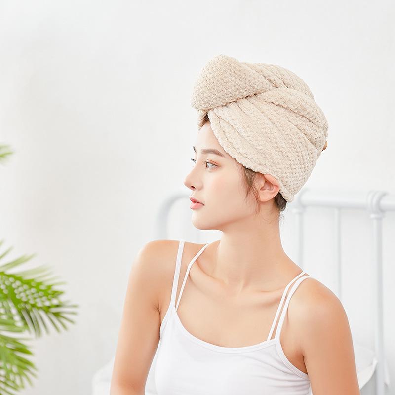 

Coral Fleece Pineapple Plaid Quick-Dry Hair Wrap Towel - Absorbent Japanese Style for Adults 25*65 cm кофейный