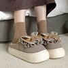 Cute Bow Cotton Slippers Autumn and Winter Warm Outer Wear Versatile Velvet Thickened Indoor Home