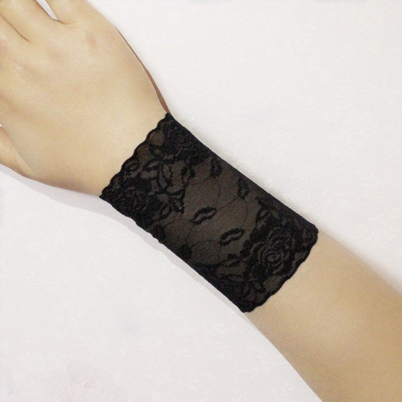 

Summer Women s Cover Scar Lace Wrist Guard Arm Guard Elbow Guard Upper Arm Protector Tattoo Cover Sun Protection Oversleeve Gloves Wrist Protector 10cm black D One size