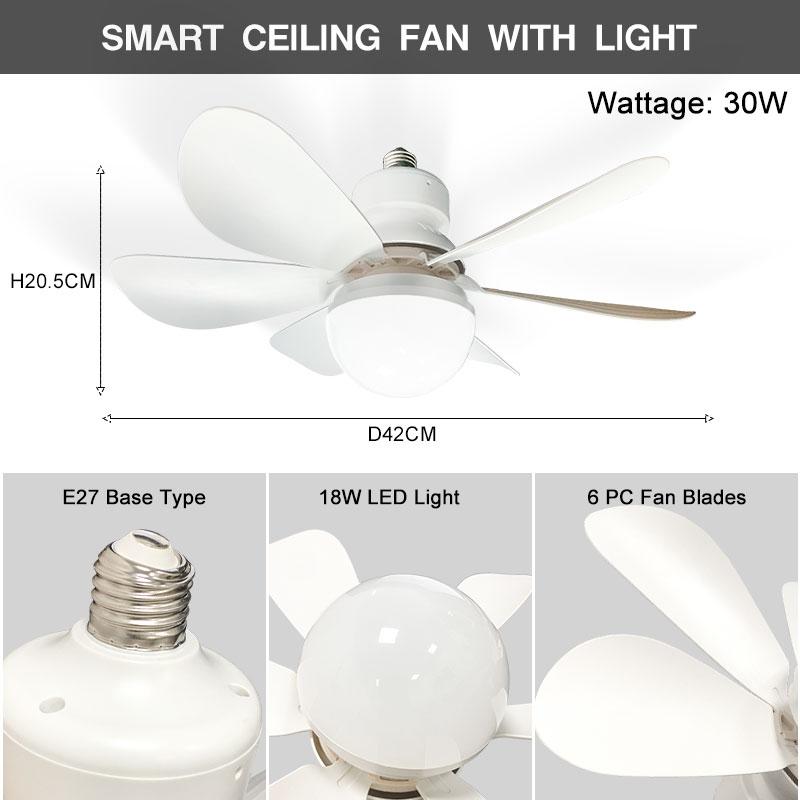 30/40W Silent Motor Ceiling Fan Light With Remote Control Suitable For Study Room Kitchen Dining Room Tricolor Light Ceiling Fan