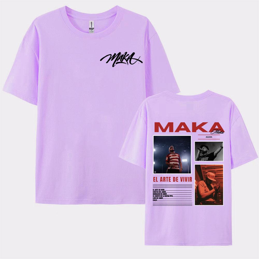 Rapper Maka Aura Tour 2025 Double Sided Printed Tshirts Vintage Oversized for Unisex Women Casual Hot Sale 100 Cotton T Shirt