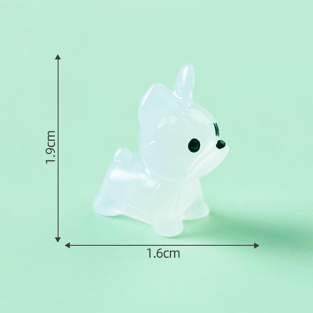 5Pcs Luminous Glitter Mini Resin Cute Bulldog Glow-in-the-Dark Tiny Dogs for DIY Crafts Cake Bead Decor Material Accessories