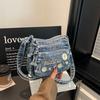 Lightweight Denim Zipper Crossbody Bag Stitching Line Embroidery Decoration Bag Hot Sale Casual Youth Women's Shoulder Bags
