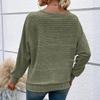 Women's Fashionable Solid Color Round Neck Long Sleeved Casual Pullover T-shirt Top