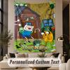 Custom Text Printed Tapestry Adventure Time cartoon Pattern Large Wall Hanging Indoor Room Decor