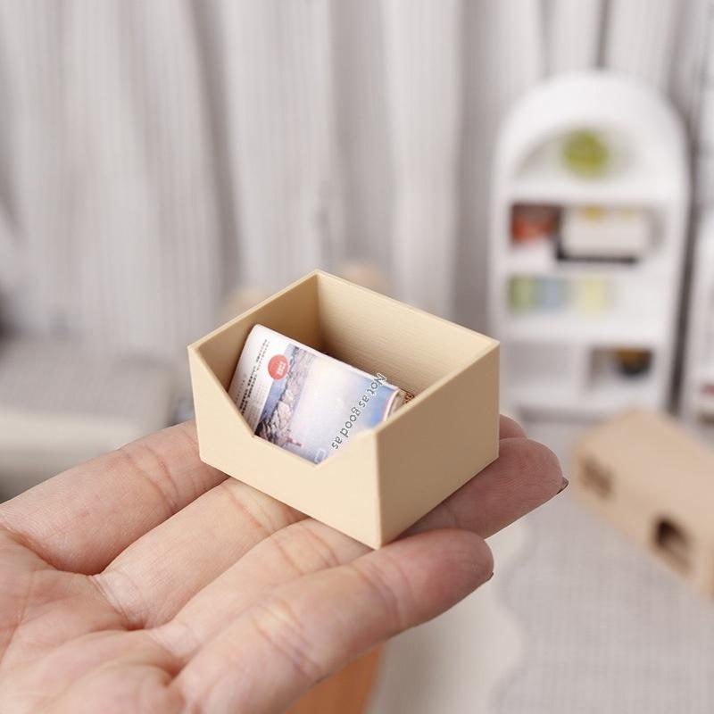 1 Set Dollhouse Organizer Bin Kit 1:12 Scale Three Layer Storage Container DIY Accessory Mini Stackable Storage Box For Dioramas