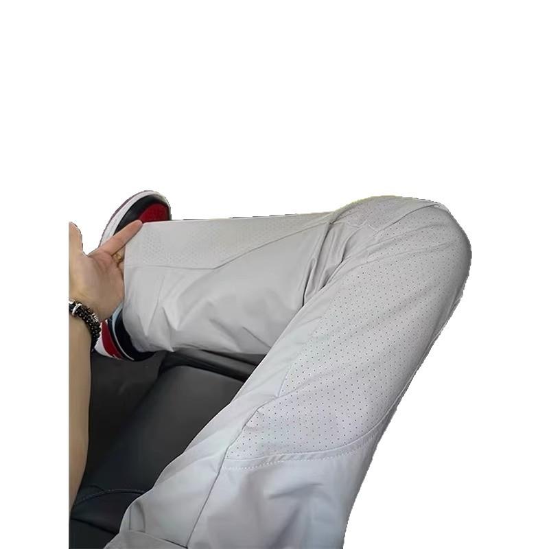 Solid color mesh breathable casual sweatpants men's trendy new loose and comfortable simple versatile lazy trousers