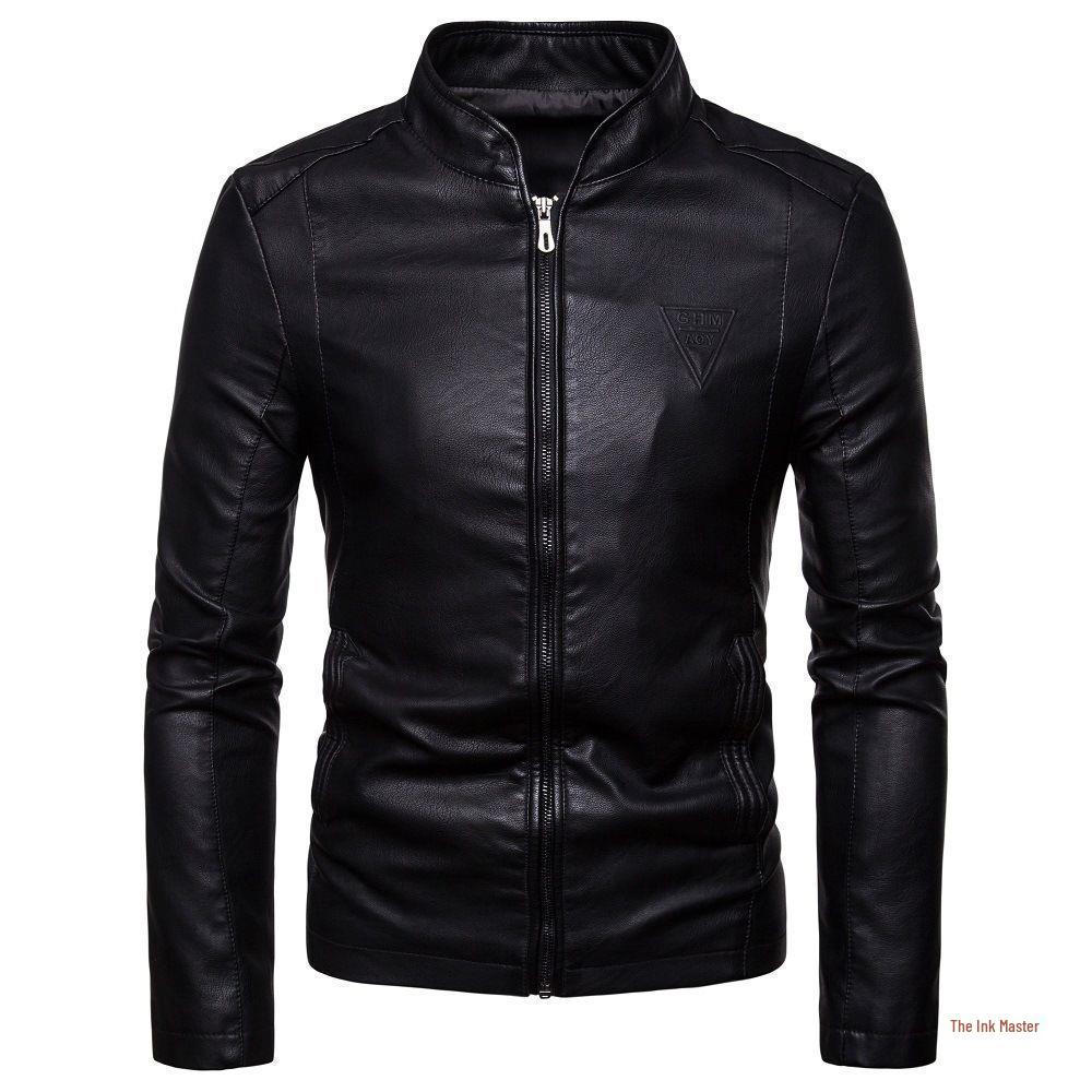 Korean Style Men's Autumn/Winter Leather Stand Collar Jacket - High Quality Fashion Coat