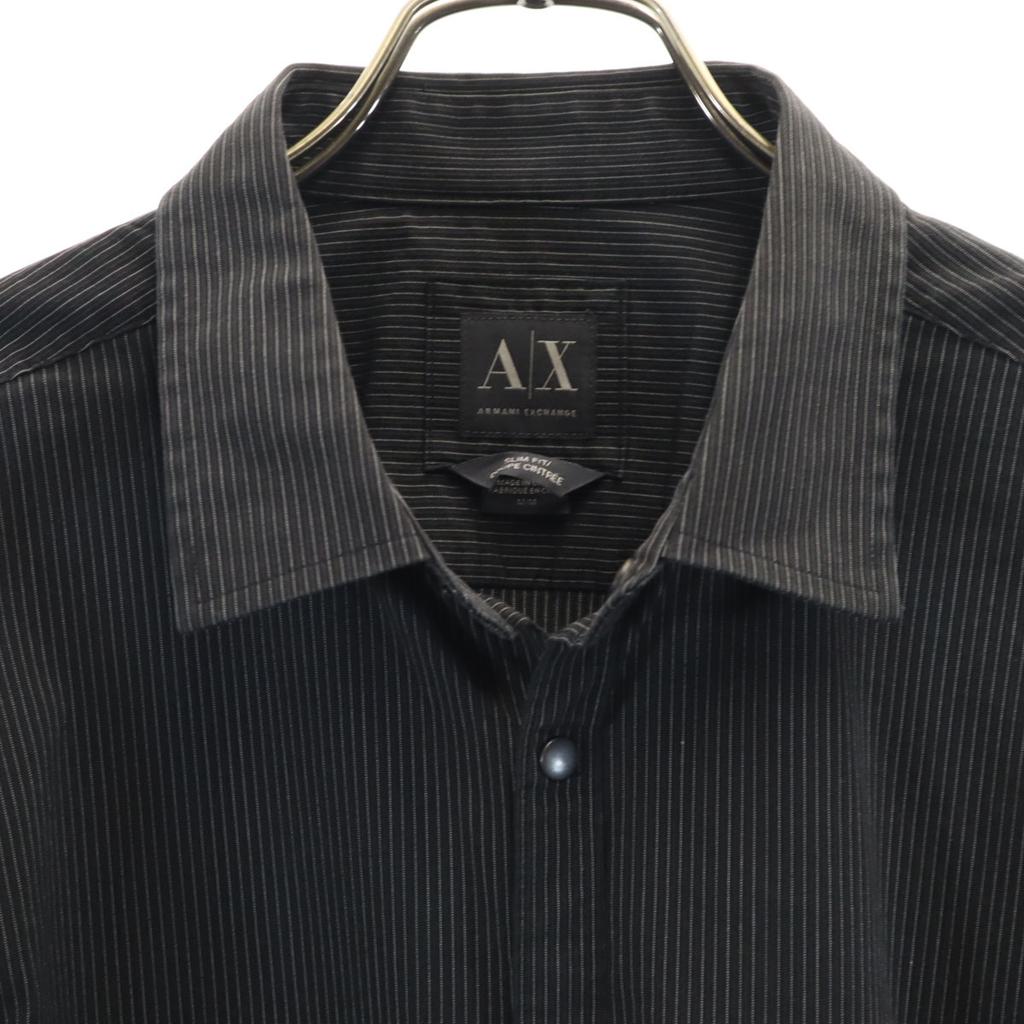 Armani Exchange Striped Pattern Long Sleeve Shirt M Black Men's Used