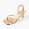 Women's High Heels Summer New Square Toe Open Toe Sexy Slim Strap One Buckle Temperament Non-slip Stiletto Sandals