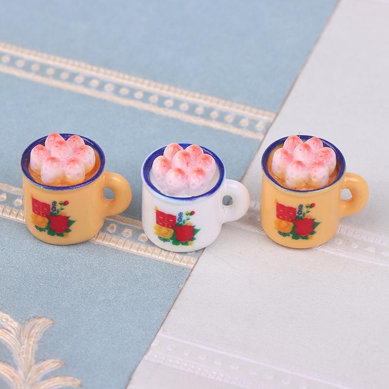 5Pcs Dollhouse Miniature Food Play Scene Decoration Mini Cup Cake Enamel Basin Doll Accessories Toy