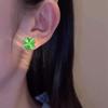 Fashionable Small Cats Eye Stone Clovers Earrings Trendy Exquisite Craftsmanship Ear Studs Accessories for Daily Wear