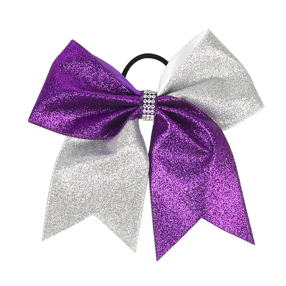 7 Inches Fashion Sparkling Glitter Cheerleading Hair Bow Glitter Grosgrain Ribbon Bows Hair Band Hair Tie For Girls And Women