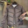 Mens Winter Thick Cotton Jacket Stand Collar Warm Casual Fashion Black Lightweight Luxury Coat