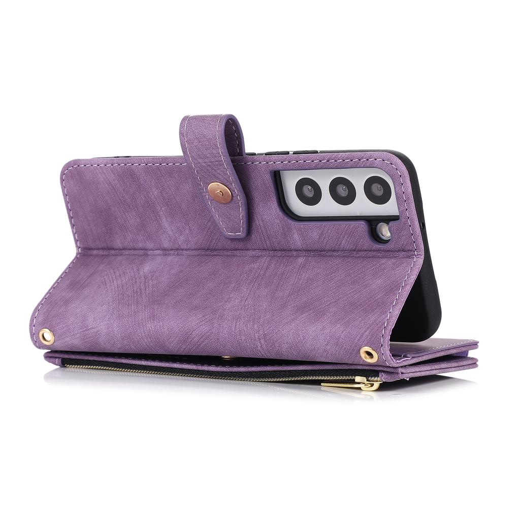 Skórzane etui z zamkiem błyskawicznym do Samsung Galaxy S25 Ultra S24 S23 Plus A16 A26 A36 A56 A55 A35 A15 z miejscem na karty Portfel Etui książkowe Pokrowiec