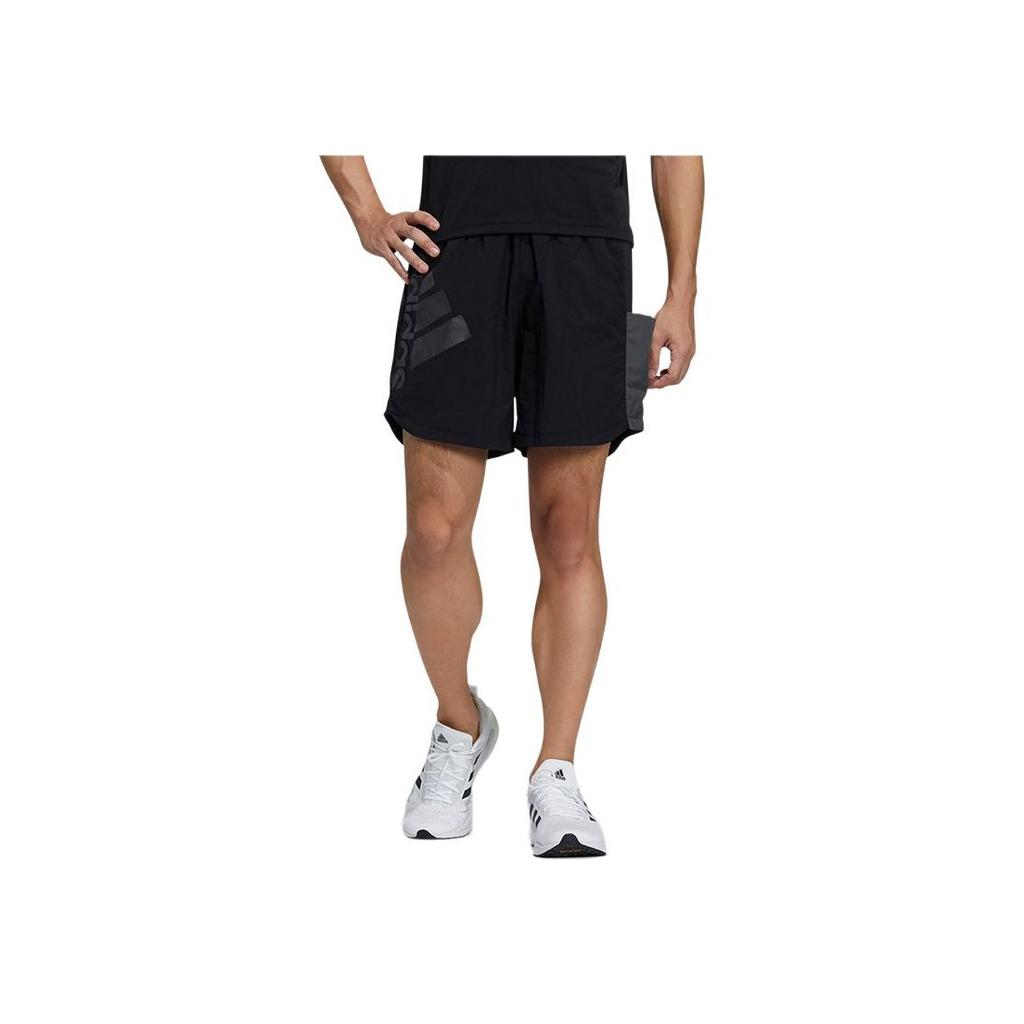 adidas Logo-Print Mittelhoch Feuchtigkeitsableitend Bequeme Lässige Shorts Herren Unterteile Schwarz GL8678