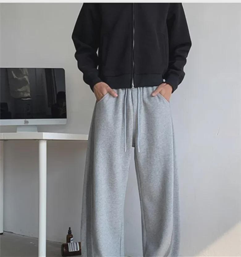 Men's Autumn Retro Tie-Dye Wide-Leg Sweatpants with Side Stripes