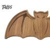 Handcrafted Wood Craft Bat-Shaped Wooden Serving Tray, Halloween Theme Snack Dessert Platter, Solid Trinket Dish Decorative Storage Plate for Jewelry