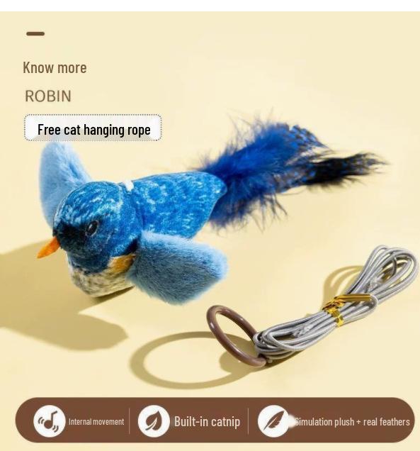 Katzenspielzeug: Selbstunterhaltende Vogelschaukel mit elastischem Feder-Teaser