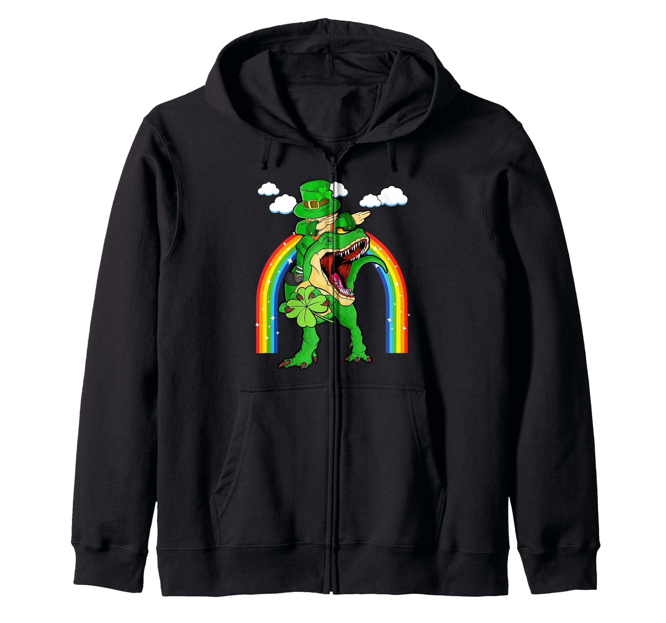 Funny St. Patrick s Day Kids Dubbing Leprechaun T-Rex Zip Hoodie