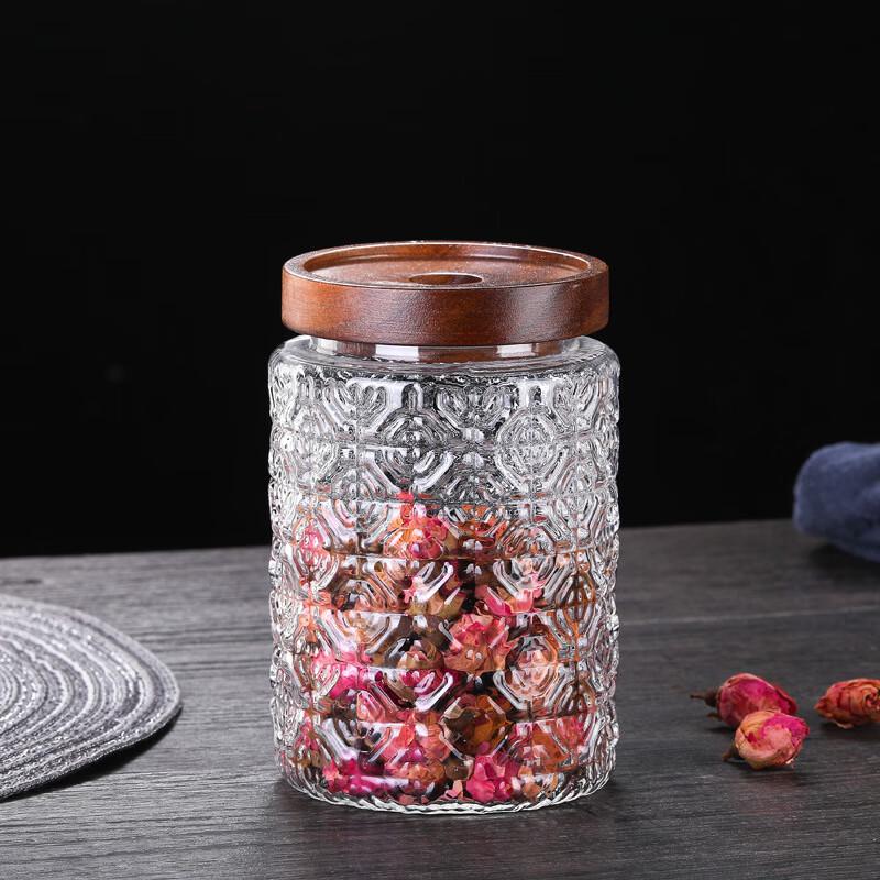 UOSU Embossed Glass Storage Jar
