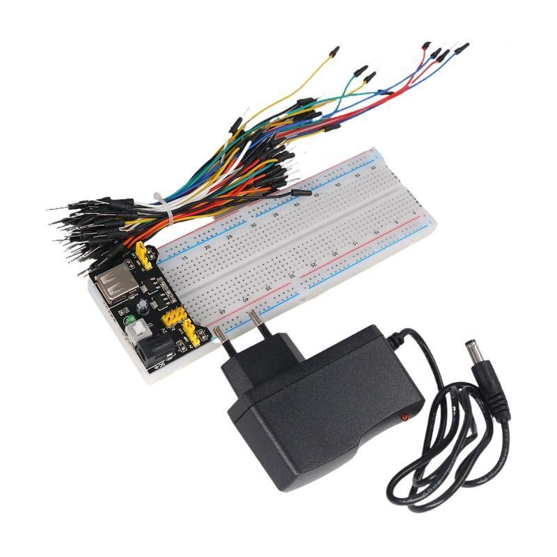 MB-102 Breadboard Kit with Jumper Wires Power Module DC Adapter for Engineering Student DIY Circuit Testing