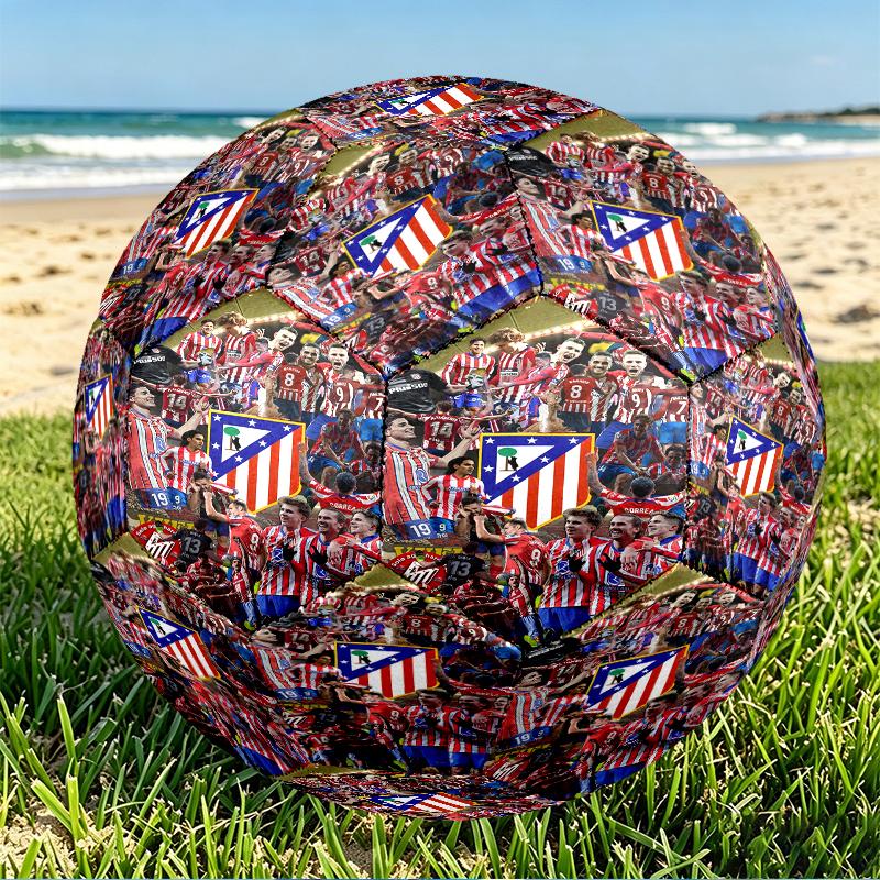Football Club Print Size 5 Soccer Ball, PU Wear Resistant Football for Match Training and Daily Practice, Birthday Gift for Soccer Fans
