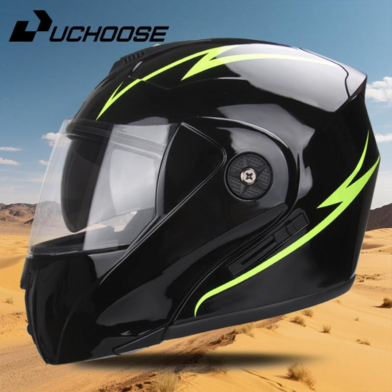 UCHOOSE New Motorcycle Helmet Full Face Racing with Double Sun Visor Women Man Flip Up Double Lens DOT