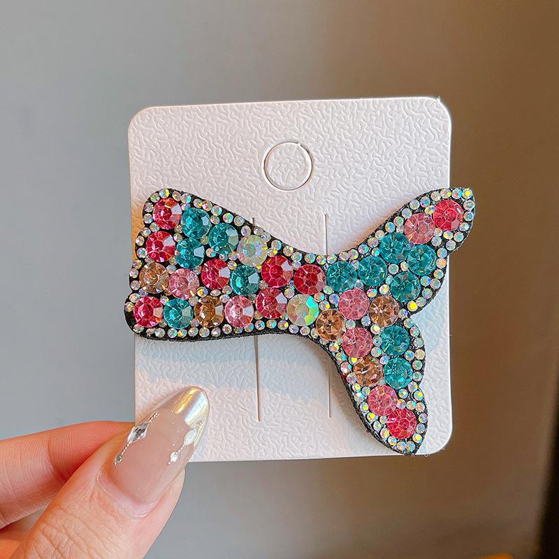 

Children Fashion Colored Hairpin Korean Butterfly Princess Bangs Side Clipcute Rhinestone Headwear Girls Kids Hair Accessories