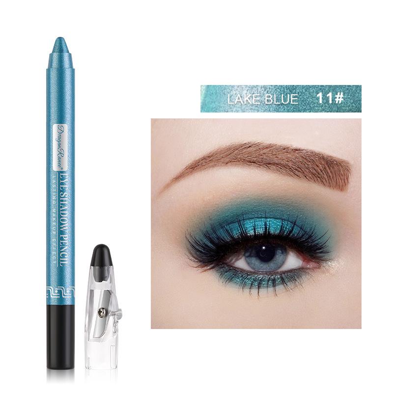 DragonRanee 12-Color Pearlescent Eyeshadow & Lipstick Pencil - Non-Smudging, Sharpenable, Fine Glitter Foam Pen